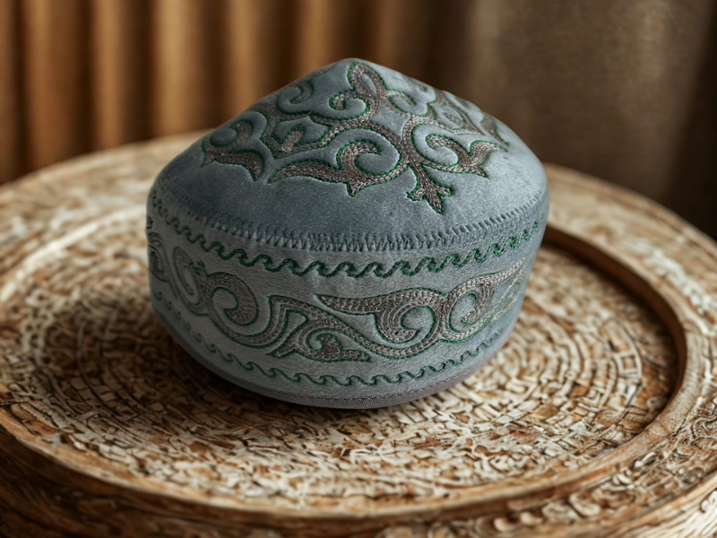 Asiatische Mütze „Tubeteika“ – Türkis-Braun